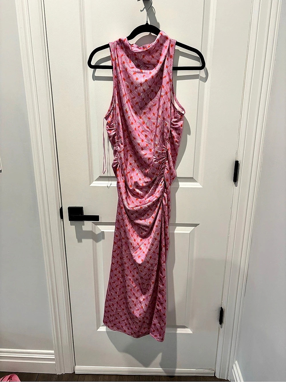PARKER Geometric Maxi Dress in Pink & White Size 8 Like New